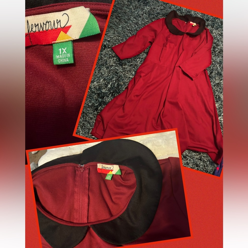 ModCloth fervour vintage inspo dress burgundy 1x